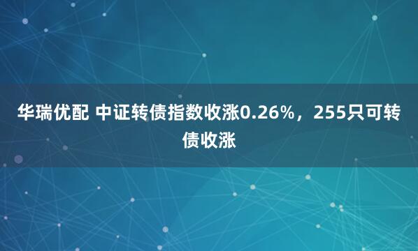 华瑞优配 中证转债指数收涨0.26%，255只可转债收涨